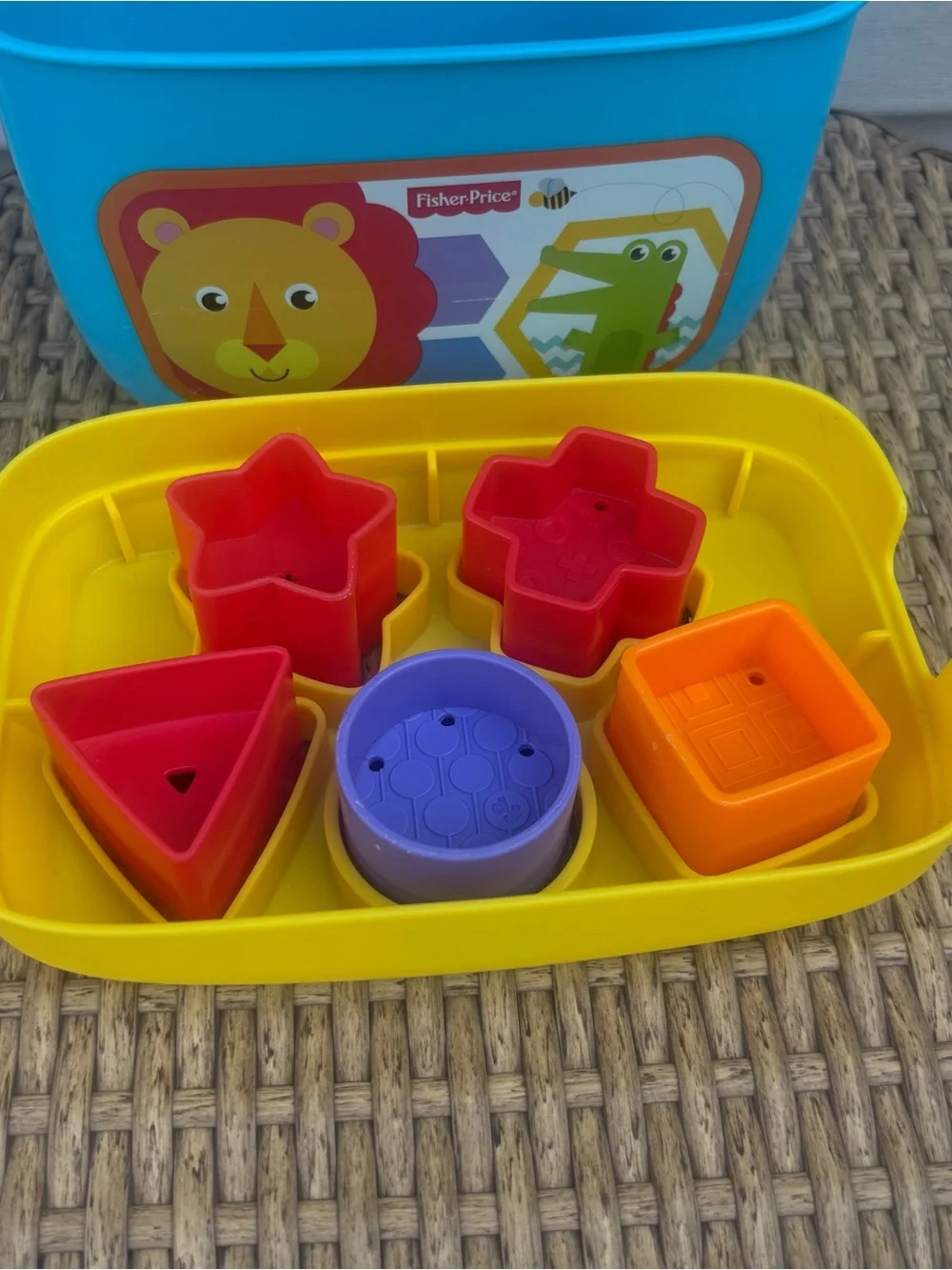Fisher-Price Baby's First Blocks Shape Sorter Bucket Toy –Infants Ages 6+ Months